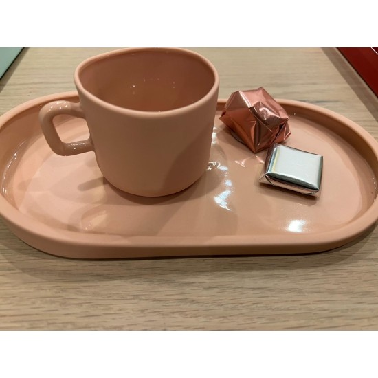 Espresso cup w/ tray S/2  كسسوارات منزليه pink
