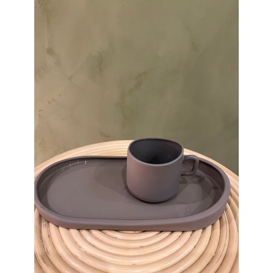 Espresso cup w/ tray S/2  كسسوارات منزليه grey
