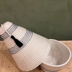 Peace Basket Stitched Jute & Black اكسسوارات منزليه