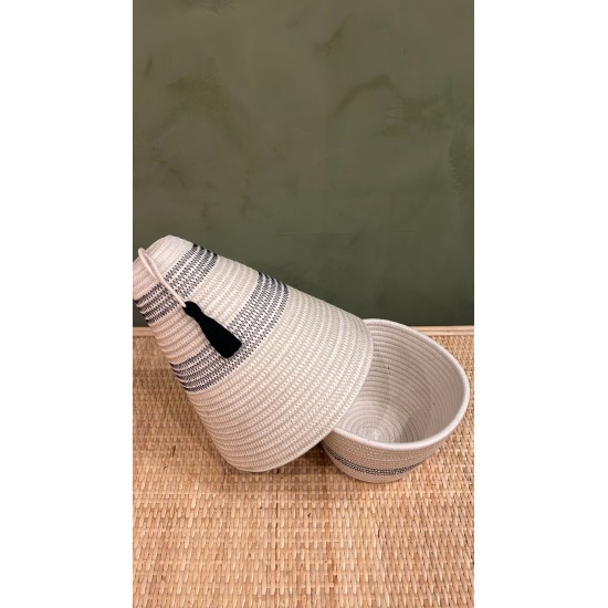 Peace Basket Stitched Jute & Black اكسسوارات منزليه