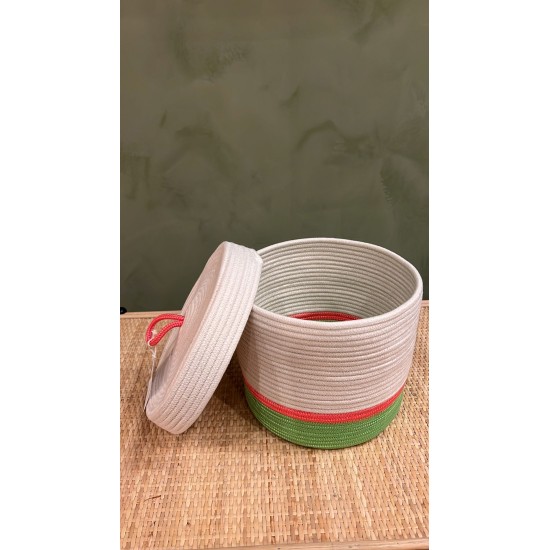 Lidded Cylinder  XL Neon Green & Neon Pink Poly