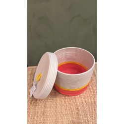 Lidded Cylinder XL Neon Pink & Yellow Poly