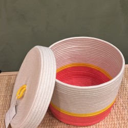 Lidded Cylinder XL Neon Pink & Yellow Poly