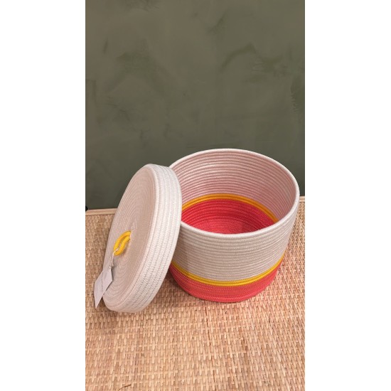 Lidded Cylinder XL Neon Pink & Yellow Poly