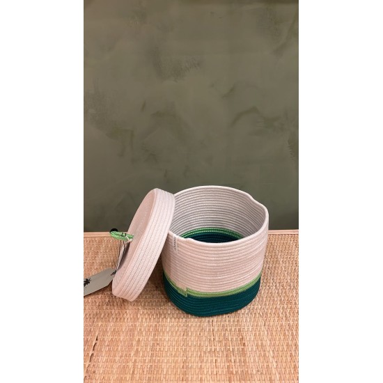 Lidded Cylinder  XL Emerald Green & Neon Green Poly