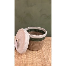 Lidded Cylinder XL Ivory , Olive & Sand Poly