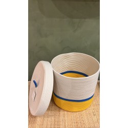Lidded Cylinder XL  Yellow & Ocean blue Liquorice