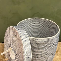 Lidded Cylinder  XL Blue polka dot