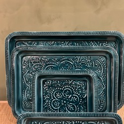 Rect tray dark cyan S/4 mandala اكسسوارات منزليه