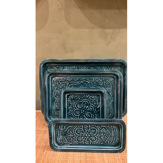 Rect tray dark cyan S/4 mandala اكسسوارات منزليه