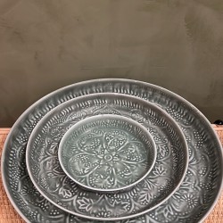 High round tray grey S/3 mandala اكسسوارات منزليه