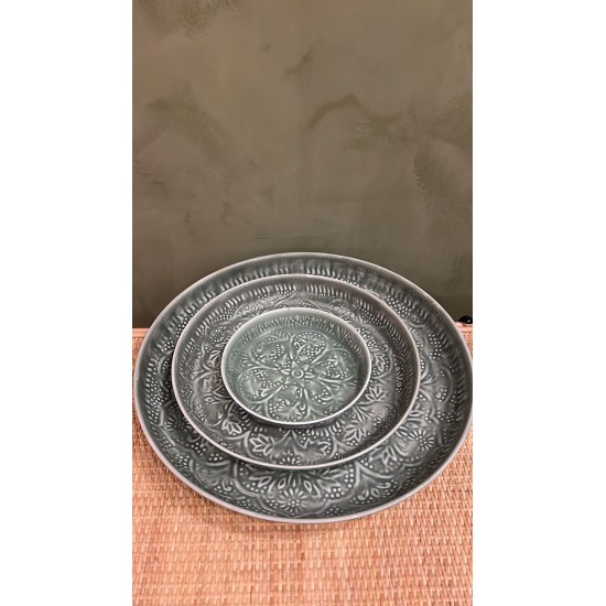 High round tray grey S/3 mandala اكسسوارات منزليه
