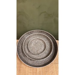 High round tray grey S/3 mandala اكسسوارات منزليه