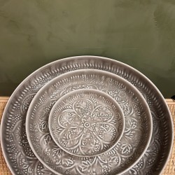 High round tray grey S/3 mandala اكسسوارات منزليه