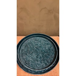 Round tray dark cyan S/2 mandala اكسسوارات منزليه