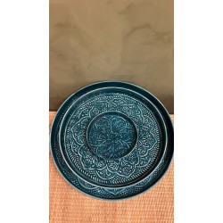 Round tray dark cyan S/3 mandala اكسسوارات منزليه