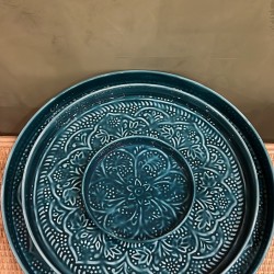 Round tray dark cyan S/3 mandala اكسسوارات منزليه