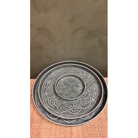 Round tray green S/3 mandala اكسسوارات منزليه