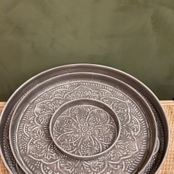 Round tray grey S/3 mandala اكسسوارات منزليه