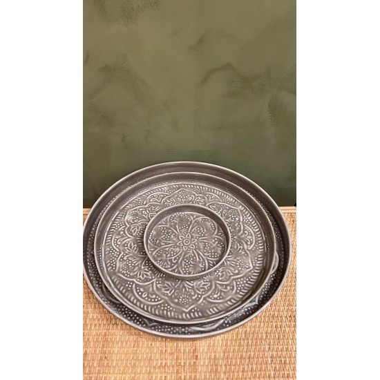 Round tray grey S/3 mandala اكسسوارات منزليه