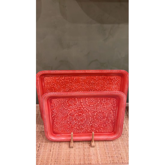 Rect tray tomato red S/2 Popflow اكسسوارات منزليه