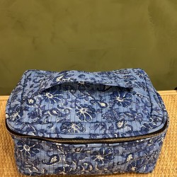 Blue, Dark Blue Flowers Square Vanity Bag اكسسوارات