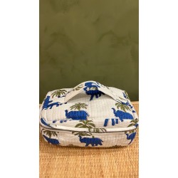 White,Blue Elephants Square Vanity Bag اكسسوارات