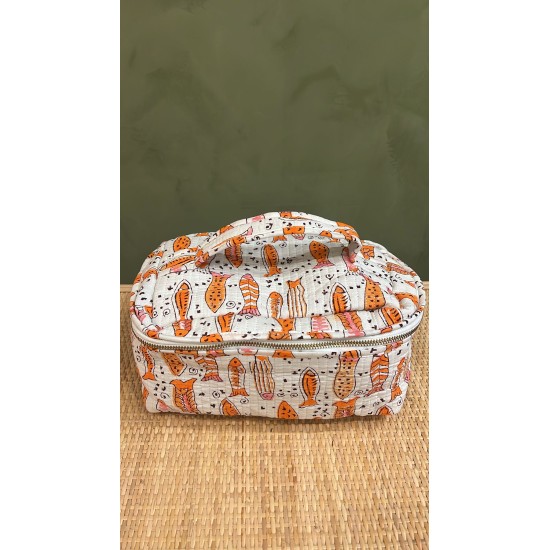 White,Orange fish Square Vanity Bag اكسسوارات