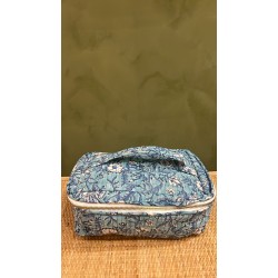 Turquoise,Blue Flowers Square Vanity Bag اكسسوارات