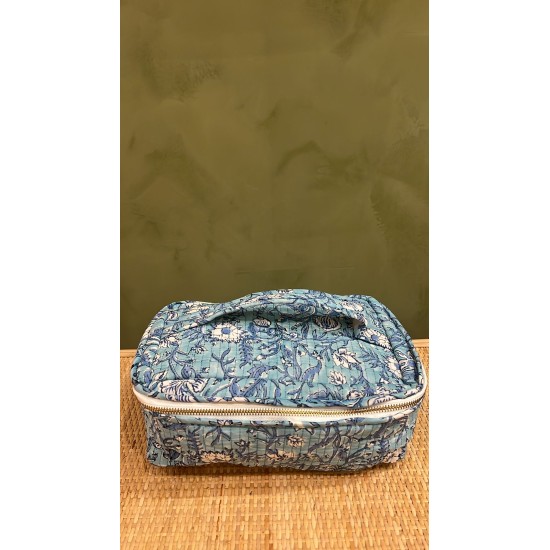 Turquoise,Blue Flowers Square Vanity Bag اكسسوارات