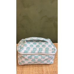 White, Green Elephants Square Vanity Bag اكسسوارات