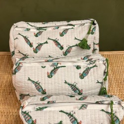 White,Green Birds Toiletry Bags S/3 اكسسوارات