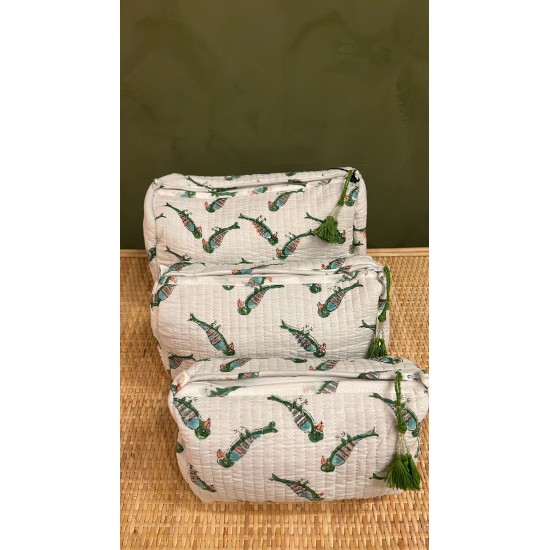 White,Green Birds Toiletry Bags S/3 اكسسوارات
