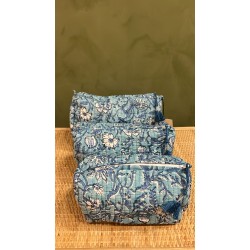 Turquoise,Blue Flowers Toiletry Bags S/3 اكسسوارات