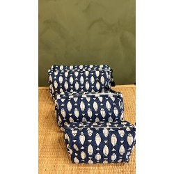 Dark Blue,White fish Toiletry Bags S/3 اكسسوارات