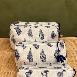 White,Blue Shells Toiletry Bags S/3 اكسسوارات