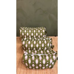 Green, White fish Toiletry Bags S/3 اكسسوارات
